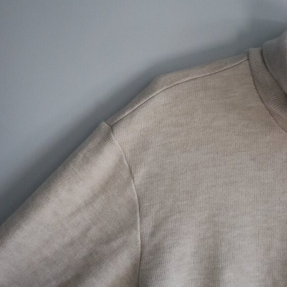 Uniqlo Womens Sz S Cream Ribbed Thermal Fleece Soft Turtleneck Pullover Sweater - Picture 3 of 11